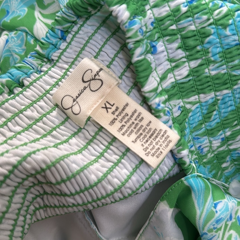 Jessica Simpson Green Women's Floral LS A-Line Midi Dress XL Polyester EUC - Picture 6 of 6